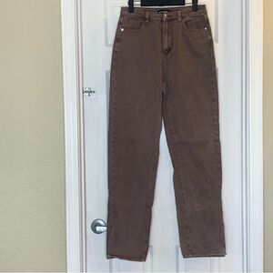 PretryLittleThing High Rise Kick Boot Brown Jeans Size 6